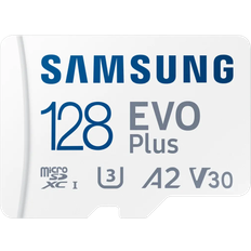 Samsung 128 GB - Class 10 Minneskort & USB-minnen Samsung Evo Plus microSDXC Class 10 UHS-I U3 V30 A2 128GB +SD Adapter