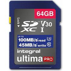 Integral 64 GB Minneskort Integral SDXC Class 10 UHS-I U3 V30 100MB/s 64GB