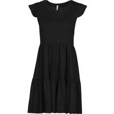 Dam - Enfärgade - Korta klänningar - Svarta Only May Life Frill Dress - Black