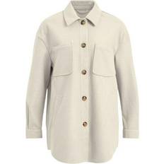 16 - Dam Jackor Vila Kimmi Oversize Shirt Jacket - Beige/Super Light Natural Melan