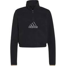 Adidas Dam - Lös Tröjor adidas Women Brand Love Polar Fleece Embroidered Logo Half Zip Sweatshirt - Black/White/Halo Blush