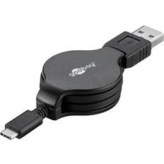 Platt - USB-kabel Kablar Goobay Charging and Sync Cable, Retractable 2.0 USB A - USB C M-M 1m