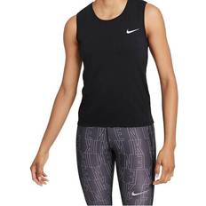 Nike Bomull - Dam Linnen Nike Dri-FIT Run Division Running Vest Women - Black/Bright Crimson/Reflective Silver