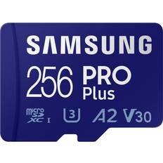 Samsung 256 GB - Class 10 Minneskort & USB-minnen Samsung PRO Plus microSDXC Class 10 UHS-I U3 V30 A2 160/120MB/s 256GB +SD Adapter