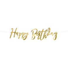 PartyDeco Guirlande Happy Birthday Guld Metallic