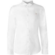 40 - Herr Skjortor FARAH Brewer Slim Fit Organic Cotton Oxford Shirt - White