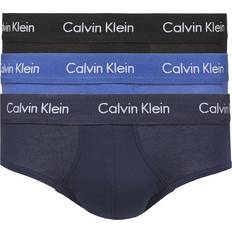 Calvin Klein Blåa - Herr Kalsonger Calvin Klein Cotton Stretch Briefs 3-pack - Black/Blue Shadow/Cobalt Water