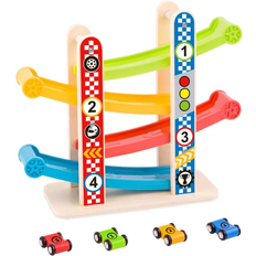 Tooky Toy Bilbana med våningsplan i trä för barn