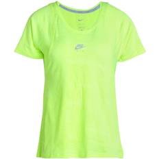 Nike Dam - Gröna - Polyester - Skinnjackor T-shirts Nike Air Dri-FIT Short-Sleeve Running T-shirt Women - Volt/Reflective Silver