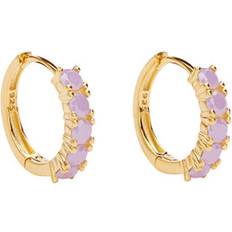 Pico Summer Huggies Earrings - Gold/Purple