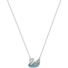Blå Halsband Swarovski Iconic Swan Necklace - Silver/Blue/Transparent