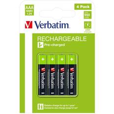 Batterier - Kamerabatterier - NiMH Batterier & Laddbart Verbatim AAA Rechargeable NiMH Compatible 4-pack