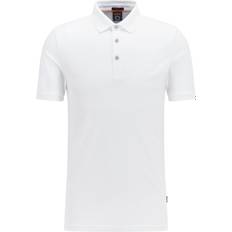 Hugo Boss Pikétröjor Hugo Boss Stretch Cotton Slim Fit with Logo Patch Polo Shirt - White