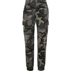 26 - Cargobyxor - Dam Urban Classics Ladies High Waist Camo Cargo Pants - Dark Camo