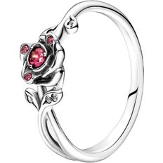 Pandora Rosa Ringar Pandora Disney Beauty And The Beast Rose Ring - Silver/Pink/Transparent