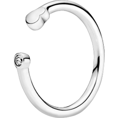 Pandora Polished Heart Open Ring - Silver/Transparent