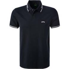 Hugo Boss Stretch Cotton Slim Fit Curved Logo Polo Shirt - Dark Blue