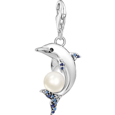 Thomas Sabo Charm Club Collectable Dolphin Charm Pendant - Silver/Black/Pearl/Multicolour