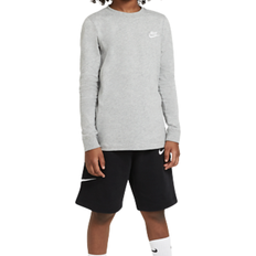 Nike Boy's LS T-Shirt - Dark Grey Heather/White (CZ1855-064)