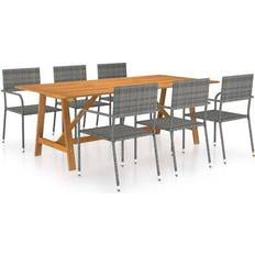 Gråa - Stål Matgrupper vidaXL 3068833 Patio Dining Set, 1 Table incl. 6 Chairs