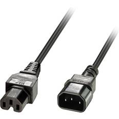 Lindy 30314 IEC Extension Cable, 2 m, Heat Treated, IEC C14 to IEC C15 Mains Power Lead Cable – Black