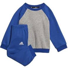 0-1M Tracksuits adidas Infant Essentials Logo Sweatshirt & Pants Gender Neutral - Medium Grey Heather/Royal Blue (HM6599)