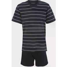 Schiesser Day and Night Short Stripe Pyjama Darkblue