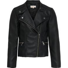Viskos Jackor Barnkläder Only Freya Biker Imitation Leather Jacket - Black (15198182)
