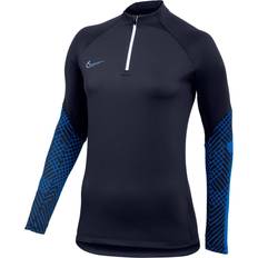 Nike Blåa - Dam - Elastan/Lycra/Spandex T-shirts Nike Football – Strike Drill – Marinblå topp med kort dragkedja