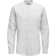 XL Skjortor Only & Sons Onscaiden LS Solid Linen Shirt - White