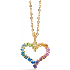 Turmalin Berlocker & Hängen Mads Z Tender Heart Rainbow Pendant Necklace - Gold/Sapphire/Topaz/Tourmaline/Amethyst