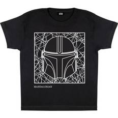 Star Wars Girl's The Mandalorian Helmet Line Drawing T-shirt - Black