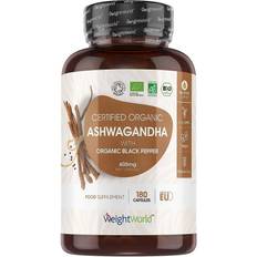 Ashwagandha - Förbättrar muskelfunktion Kosttillskott WeightWorld Ashwagandha With Organic Black Pepper 180 st