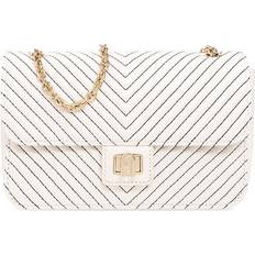 Furla Pop Star small white leather crossbody bag with flap, White