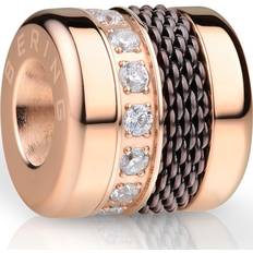 Bering Arctic Symphony Collection Polished Rose Necklace and Bracelet Charm. Mesh and Zirconia Encrusted Link. Love-1
