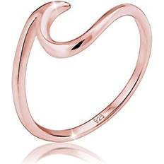 Elli Ringar Elli Women's 925 Sterling Rose Gold-Plated Wave Statement Blogger Trend Ring