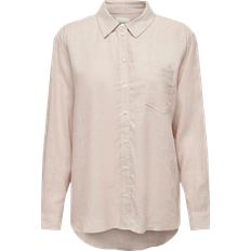 Only Skjortor Only Tokyo Plain Linen Blend Shirt - Grey/Moonbeam