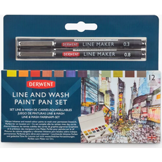 Derwent Akvarellfärger Derwent Line & Wash Paint Pan Set 12 halvkoppar