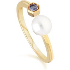 Gemondo Modern Open Ring - Gold/Tanzanite/Pearl