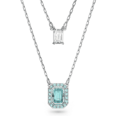 Blå Halsband Swarovski Millenia Layered Necklace - Silver/Blue/Transparent