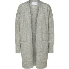 XXL Koftor Selected Lulu Long Knitted Cardigan - Light Grey Melange
