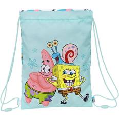 Blåa Väskor SpongeBob "Skopåse med remmar Stay positive Blå Vit (26 x 34 x 1 cm)