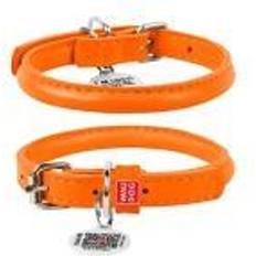 Collar Waudog rundsyet læder halsbånd, 33-41cm, orange