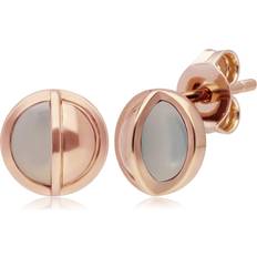 Gemondo Micro Statement Round Mother of Pearl Stud Earrings in Rose Plated