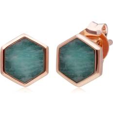Gemondo Micro Statement Amazonite Stud Earrings in Rose Plated