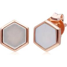 Gemondo Micro Statement Mother of Pearl Stud Earrings in Rose Plated