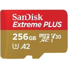 SanDisk 256 GB - microSDXC Minneskort & USB-minnen SanDisk Extreme Plus microSDXC Class 10 UHS-I U3 V30 A2 200/140MB/s 256GB +SD adapter
