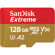 128 GB - microSDXC Minneskort & USB-minnen SanDisk Extreme microSDXC Class 10 UHS-I U3 V30 A2 190/90MB/s 128GB