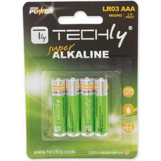 Techly LR03 AAA 1.5V, Engångsbatteri, AAA, Alkalisk, 1,5 V, 4 styck, Multifärg