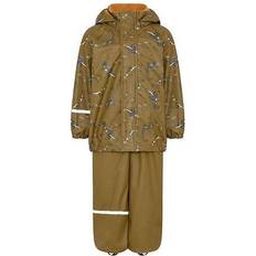 Gröna Regnställ CeLaVi Rainwear w. Fleece - Nutria